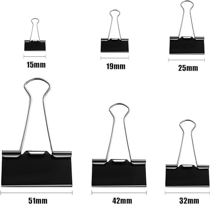 SANNIX 110 PCS Binder Clips Assorted Sizes, X Large, Large, Medium, Small, Mini and Micro, Binder Clips Paper Clamps for Office Home School