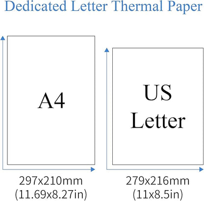 200 Sheets Thermal Printer Paper 8.5 x 11 Inch,Lasting 3 years,US Letter Size Thermal Paper, Compatible with M08F/A40 Thermal Portable Printer, Folded, Continuous Folding