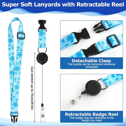 10 Sets Cruise Lanyards Retractable Carnival Adjustable Lanyard with ID Holder Detachable Badge Clip for Cruise Ship Cards(Fresh Style)