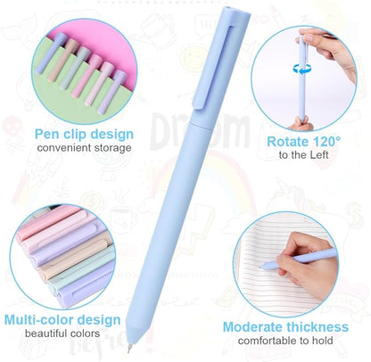 AUAUY 6PCS Gel Pens, Retractable Quick Dry Gel Ink Pen, Pens for Journaling with 6 Refill, Cute Pens, Smooth Writing Pens, 0.5mm Black Ink Pens, Office School Supplies Gifts for Women & Men (Morandi)