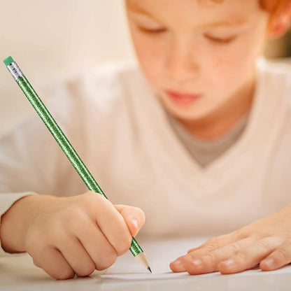 Outus 34 Pieces Glitter Pencils with Eraser Wood Colorful Pencils and Sharpeners for Graduation Kids Writing Painting