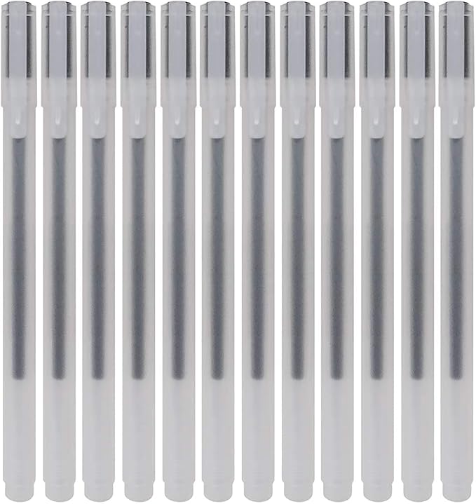 Japanese Style Gel Ink Pens 0.5mm Black Fine Ballpoint Maker Pen for Office School Stationery Supply,Pack of 12,Black