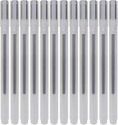 Japanese Style Gel Ink Pens 0.5mm Black Fine Ballpoint Maker Pen for Office School Stationery Supply,Pack of 12,Black