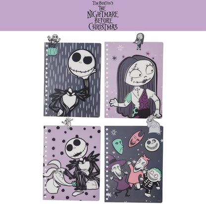Innovative Designs Nightmare Before Christmas Tab Journal Notebook, Spiral Bound, 96 Lined Pages, 8 x 7 inches, Black/White