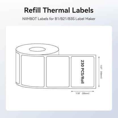 Storage Bin Labels for NIIMBOT B1 B21 B3S, 1.57'' x 1.18'' (40x30mm) Kitchen Labels for Containers, Waterproof, Oil-Proof and Tear-Proof Thermal Printer Labels