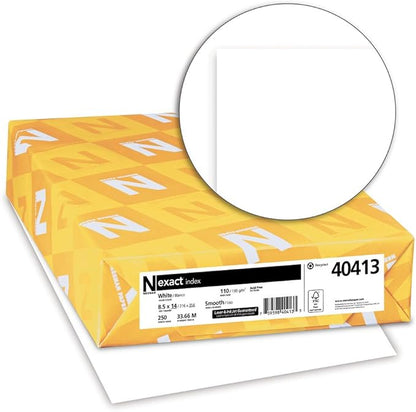 Wausau Exact Index Cardstock, 250 Sheets, White, 94 Brightness, 110 lb, 8.5 x 14 Inches