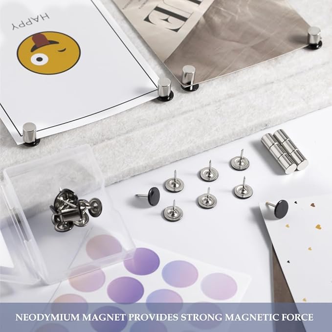 80 Sets Magnetic Pushpins, Magnet Thumbtack, Poster and Photo Hangers for Walls Bulletin Boards