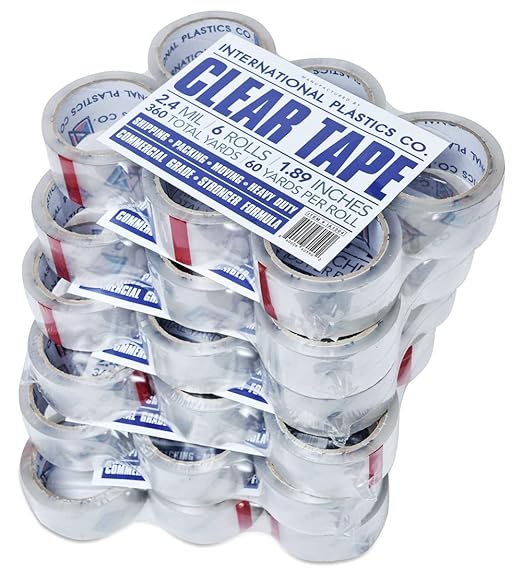 Heavy Duty Packing Tape Refill, 1.88 Inch x 60 Yards, 36 Rolls, 3" Core, Packing, Shipping and Mailing, Strong Seal on All Box Types (36 Pack, Clear)