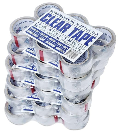 Heavy Duty Packing Tape Refill, 1.88 Inch x 60 Yards, 36 Rolls, 3" Core, Packing, Shipping and Mailing, Strong Seal on All Box Types (36 Pack, Clear)