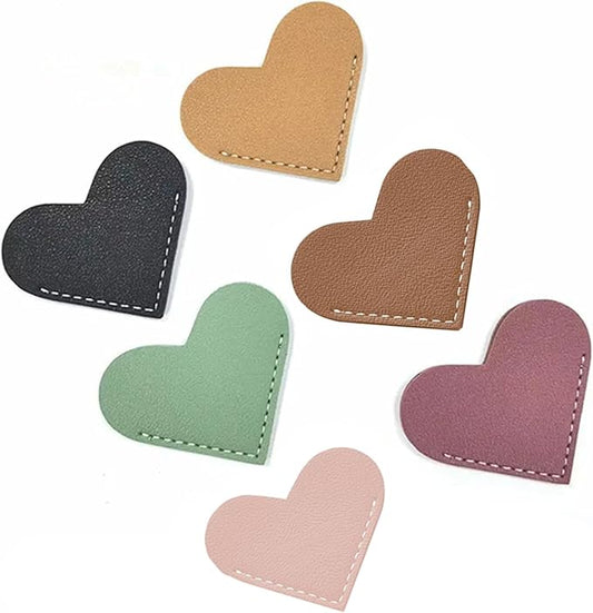 Leather Heart Bookmarks Cute Corner Page Book Marks for Kids Book Accessories for Reading Lovers Teacher Gifts for Women Book Lovers Gifts 6PCS 2025