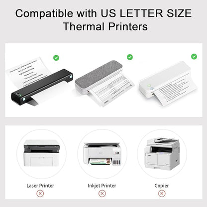 200 Sheets, Thermal Printer Paper 8.5 x 11 Inch, Folded US Letter Size, Suitable with Most Thermal Portable Printer, Such IOO.., Munb.., Jad.., Hpr.., Phome.., Quick-Drying, Waterproof(Keep 3 Years)