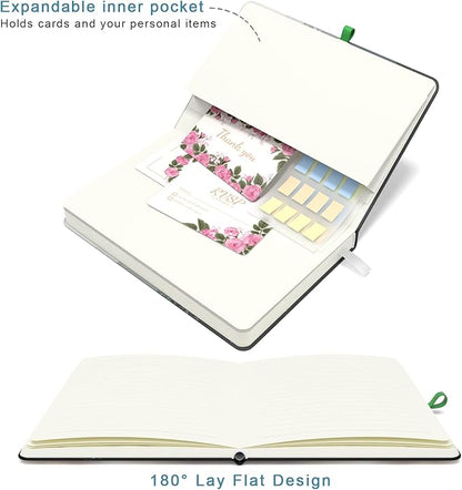 Small Notebook, Mini Pocket Journal A6 5.7" x 3.9", Leather Hardcover Journal with Pen Holder, 160 Thick Papers, Cute Lined Notebook Small Notepad for Women Writing Work Travel, Forest