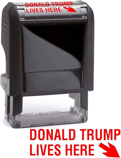 Donald Trump Lives Here Stamp, Self Inking Trump Stamp for Donald Trump Merchandise, 2024 Election Merchandise Trump Party Supplies Funny Donald Trump Gifts