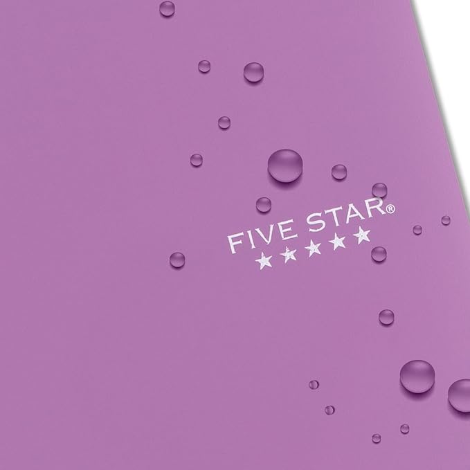 Five Star Spiral Notebook + Study App, 3 Subject, Wide Ruled Paper, Fights Ink Bleed, Water Resistant Cover, 8" x 10-1/2", 150 Sheets, Amethyst Purple (38737)