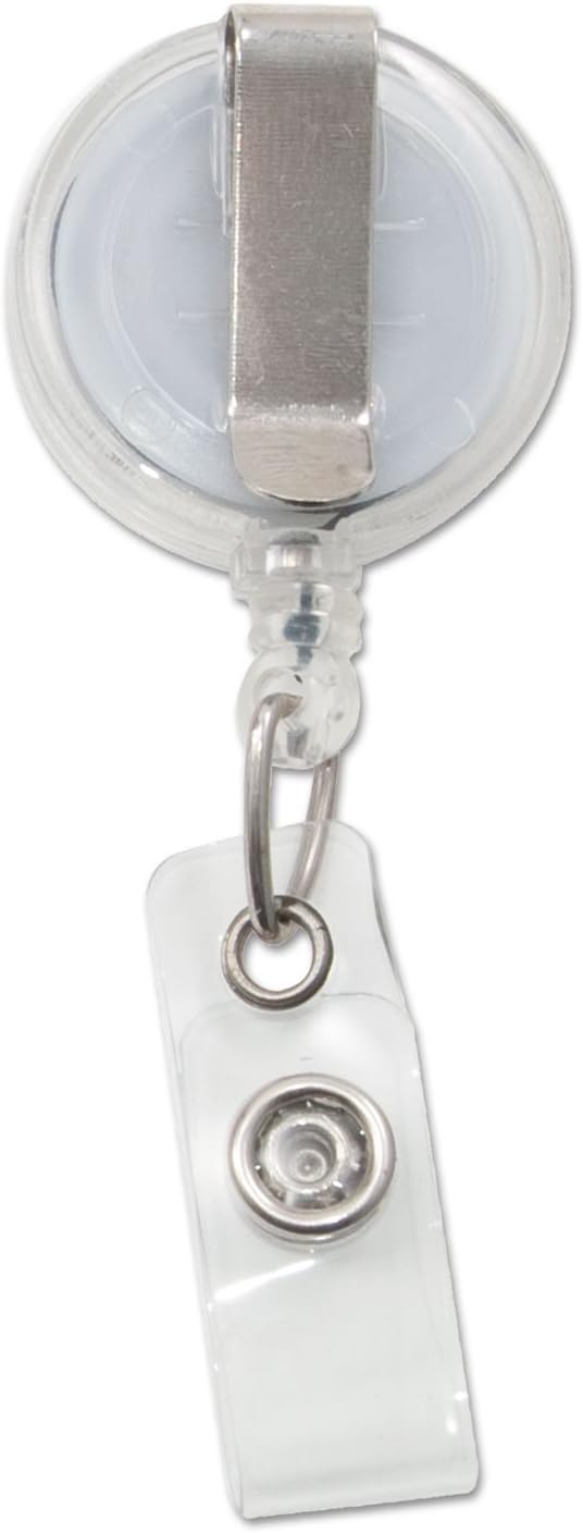 Advantus Translucent Retractable ID Card Reel, 30" Extension, Clear, 12/Pack