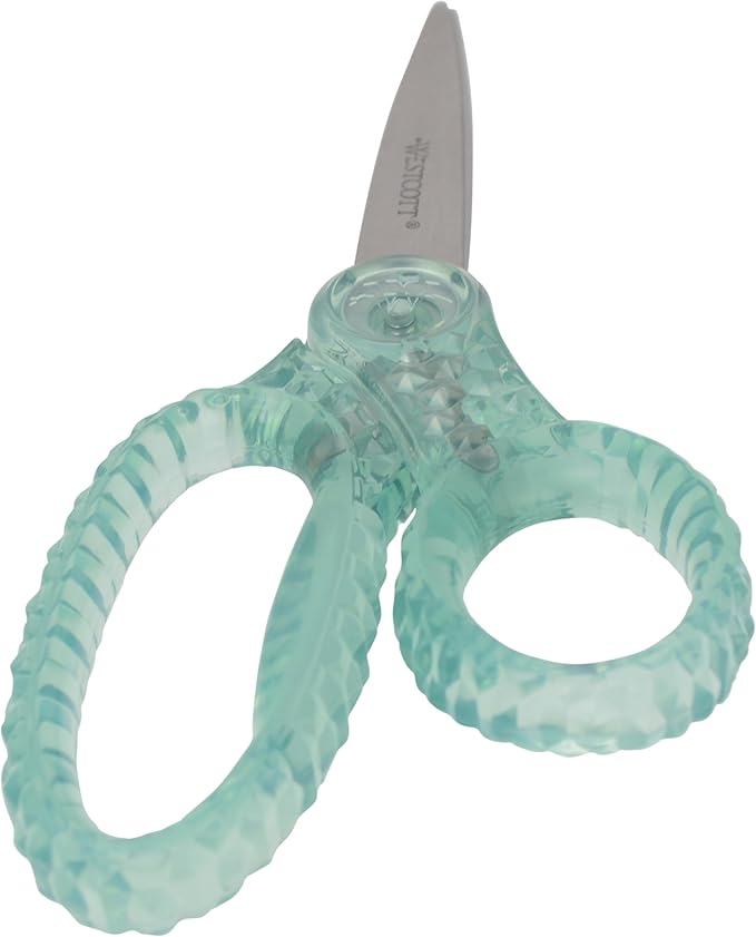 Westcott 7" GEM Crystal-Design Student Scissors, for Kids Aged 12+ - Scissors for School, Craft, Home, DIY, Classroom - Green