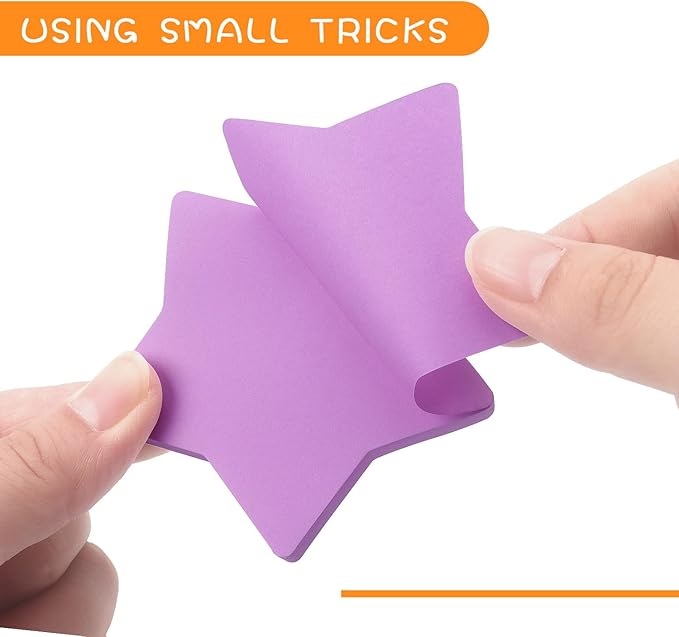 SIMONA Star Shape Sticky Notes 6 Color Bright Colorful Sticky Pad 75 Sheets/Pad Self-Sticky Note Pads (6 Pads)