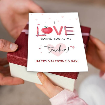 Ogeby Funny Valentines Day Card Gifts for Teacher, Cute Valentine’s Day Gifts for Teacher, Teacher Valentines Day Card Gifts, I Love Having You as My Teacher