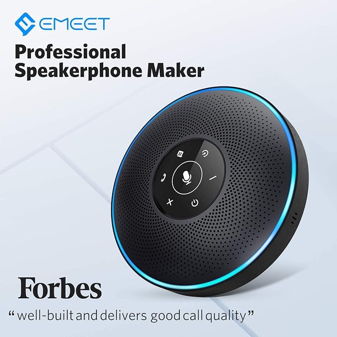 EMEET Bluetooth Speakerphone M2 Black Conference Speaker for 5-8 People Business Conference 360º Voice Pickup 4 AI Microphone Self-Adaptive Conference Call Speaker Skype USB Speakerphone