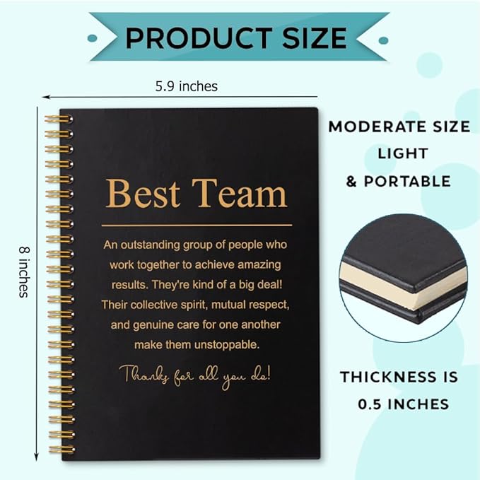 Best Team 160 Blank Pages Spiral Notebook, Team Appreciation Gifts, Employee Thank You Gifts, Teamwork Gifts for Staff, Team Notebooks for Employees, Team Member Gifts for Coworkers E