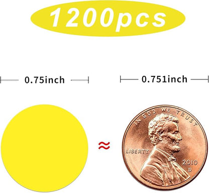 1200 Pieces 0.75 Inch Round Color Coding Label Garage Sale Stickers Blank Yard Sale Price Stickers Permanent Adhesive Dots Stickers,Easily Writable with Perforation Line (Yellow)