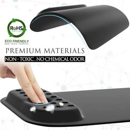 MROCO Ergonomic Mouse Pad with Memory Foam Wrist Rest, Comfortable Computer Mousepad for Laptop, Pain Relief Wrist Support with Non-Slip PU Base for Office & Home, 9.4 x 8.1 in, Black Dot