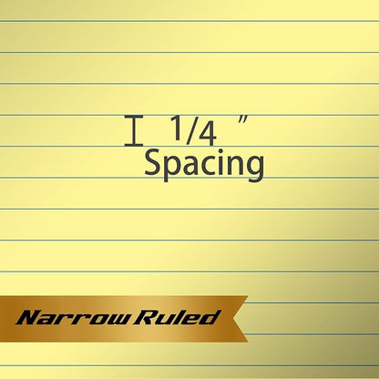 KAISA Small Legal Pads 5x8 Note Pads, Narrow Ruled 5"x8" Writing Pads, 50 Sheets Perforated Notepads, 20lb Heavyweight Rigid Back Premium Legal Pads, Canary Paper Pads, 12Pad