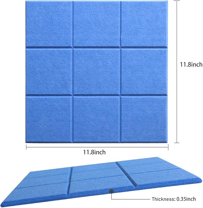 Large 11.8"x11.8" Felt Board Tiles for Wall with 30 Push Pins, Pack of 6 Pin Board Notice Boards for Home Office Kitchen, Bulletin Board Wall Tiles for Photos Memos