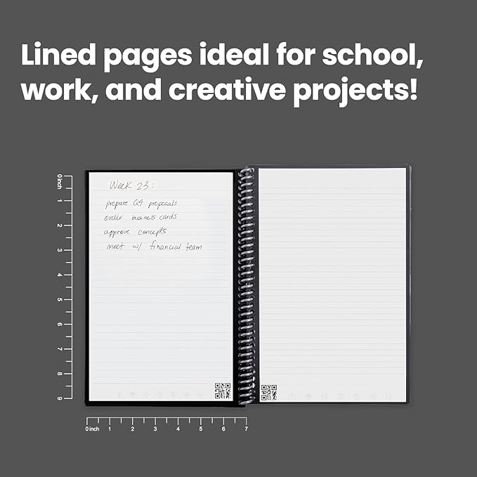 Rocketbook Core Reusable Spiral Notebook, Executive Size 6x8.8, Camo - Lined Pages, App-Connected, Erasable, Durable Cover, Ideal for School, Work, and Creative Projects