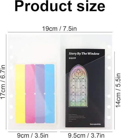 A6 Binder Pockets with No Zipper, Koqye Blue 10 Pcs Plastic Zipless Budget Envelopes, Two Pockets Frosted Cash Envelopes Money Bag for Budgeting, Cash Stuffing (Clear)