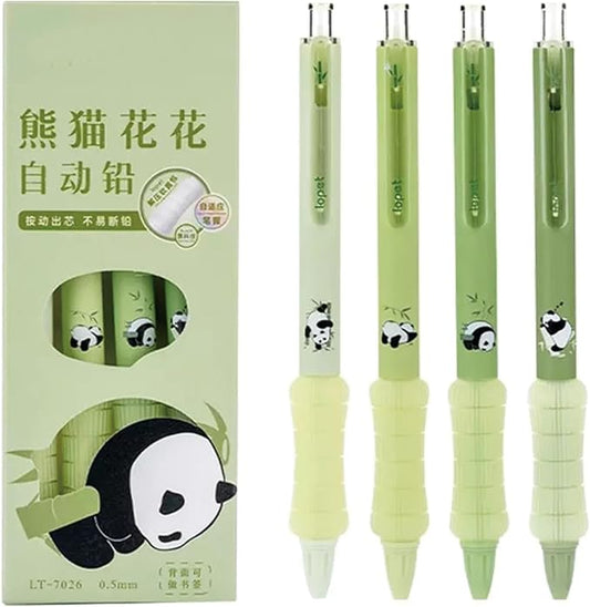 4 Pcs Mechanical Pencils 0.5mm Cute Panda Mechanical Pencil Kawaii Cartoon Pencils School Pencil for Kids Students Girls Women (4Pcs Panda)