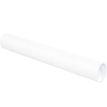 BOX USA BP3018W Mailing Tubes with Caps, 3" x 18", White (Pack of 24)