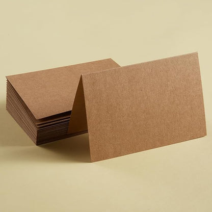 50 Pack Blank Cards Folded Cardstock Thank You Blank Greeting Cards for Invitations, Wedding, Greeting Cards, All Occasion DIY (Brown, 4x6)