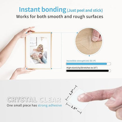 Art3d 96 Pieces 1.5 x 1.5in. Square Nano Double-Sided Transparent Tape Sticker, Removable Heavy Duty Clear Mounting Tape for Wall Hanging