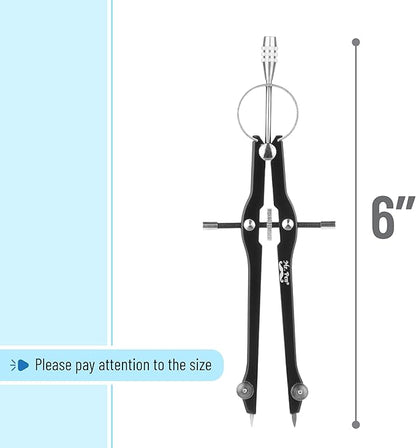 Mr. Pen- Professional Compass with Lock, Black, Compass for Geometry, Drafting Compass, Precision Compass Math, Geometry Compass, Compass Drawing, Compass with Wheel, Metal Compass Geometry