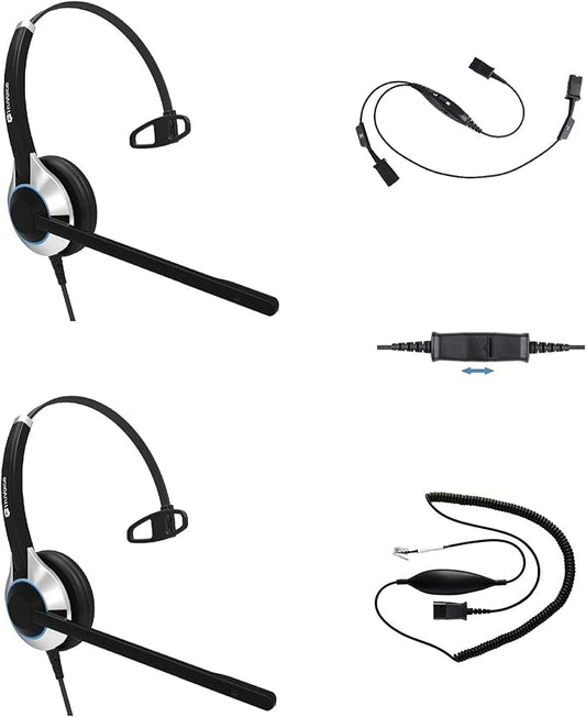 TruVoice Headset Training Solution (Includes 2 x HD-500 Premium Single Ear Headsets with Noise Canceling Microphone,Training Cord and Smart Lead - Works with 99% of Phones with Headset Port)