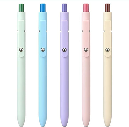 5PCS Retractable Gel Pens Set, Quick Dry Black Ink Fine Point Soft Touch Roller Ball Gel Ink Pen for Smooth Writing (Macaron Color)