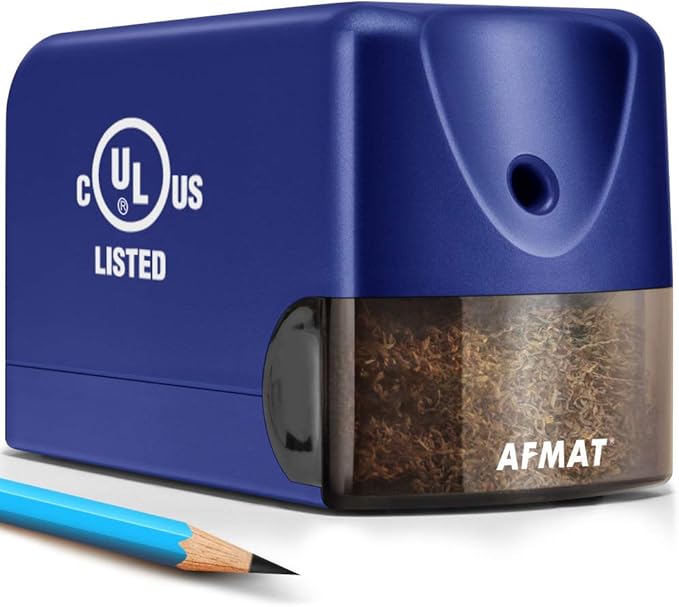 AFMAT Electric Pencil Sharpener, Heavy Duty Pencil Sharpeners for Classroom, Home, UL Listed Pencil Sharpener for 6.5-8mm No.2/Colored Pencils, 10000+ Sharpening Times, Model S230 (Item No. PS28),Blue