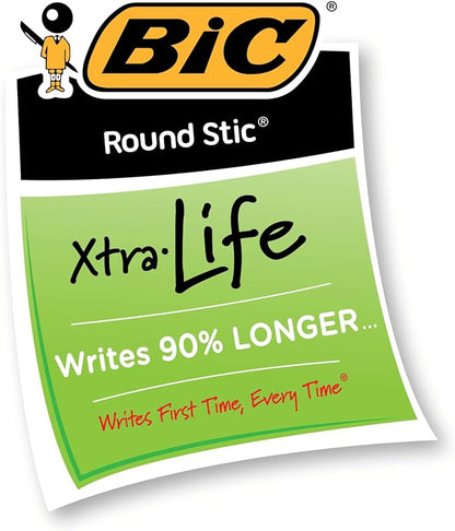 BIC® Round Stic® Xtra Life Ball Point Pen; Red; 12 Pack