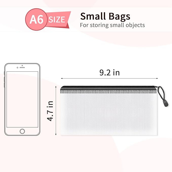 Umriox Zipper Pencil Pouches, 9.2 x 4.7 in (Black, 12 Pack), Pencil Pouches Bulk, Clear Pencil Pouch for Office Supplies Cosmetics Travel Accessories