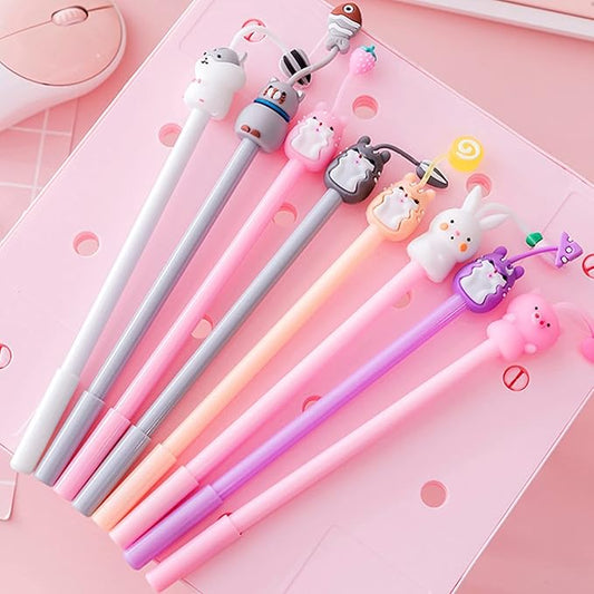 KRIZJUES 16 Pcs Cartoon Animal Pens, Kawaii School Supplies Pens Cute Cartoon Gel Ink Pens Boys Girls Pens for Writing, Gifts for Children Teachers, Black Refill 0.5mm Pens