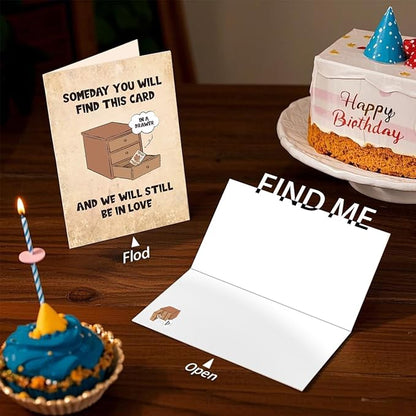 Happy Birthday Cards Gifts for Him Her,Funny Birthday Card for Husband and Wife,Lovely Birthday Anniversary Card Gifts, Love hidden in the drawer