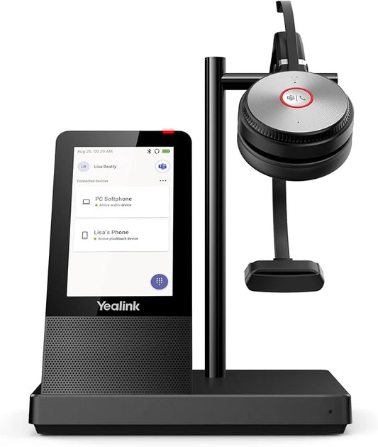 Yealink WH66 Mono Wireless DECT Headset Teams Certified,Long Wireless Range 160m/525ft,Talk Time 13H,Speaker,Work with PC/Laptop/Desk Phone,and Cell Phone (USB-A,Bluetooth),Noise Canceling Microphone