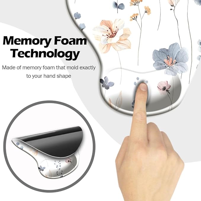 Ergonomic Mouse Pad with Wrist Support and Coaster,Mouse Pads with Non-Slip PU Base for Home Office Working Studying Easy Typing & Pain Relief Beautiful Plants