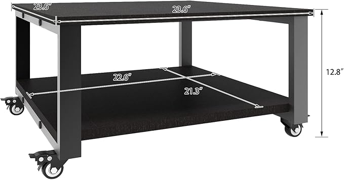 Natwind 2 Tier Laser Printer Stand,23.6''x23.6''x12.6'' Large Printer Table Copier Stand,Heavy Duty Rolling Printer Cart with Paper Storage Shelf,Printer Holder with Wheels for Home Office (Black)