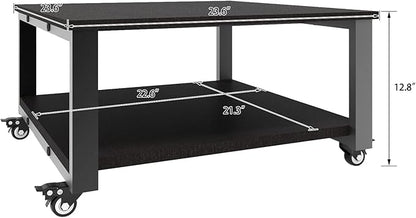 Natwind 2 Tier Laser Printer Stand,23.6''x23.6''x12.6'' Large Printer Table Copier Stand,Heavy Duty Rolling Printer Cart with Paper Storage Shelf,Printer Holder with Wheels for Home Office (Black)