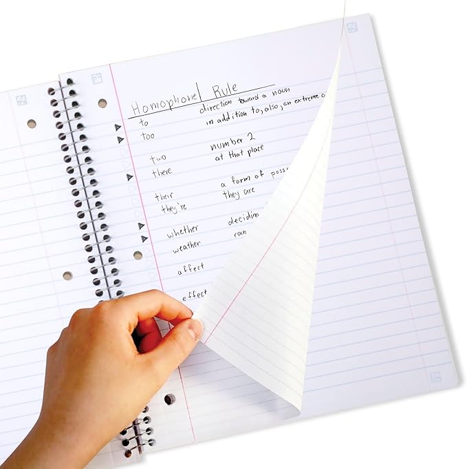 Five Star Spiral Notebook + Study App, 3 Subject, Wide Ruled Paper, 10-1/2" x 8", 150 Sheets, Red (72029)