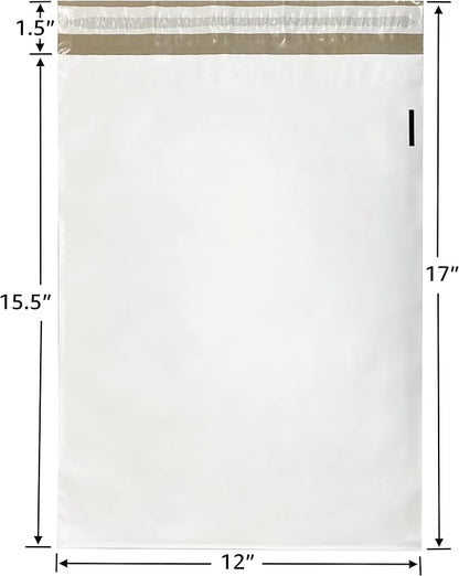 Colored Poly Mailers Pack of: Be creative with your packaging with Colored mailers (White, 12" x 15.5" pack of 250)