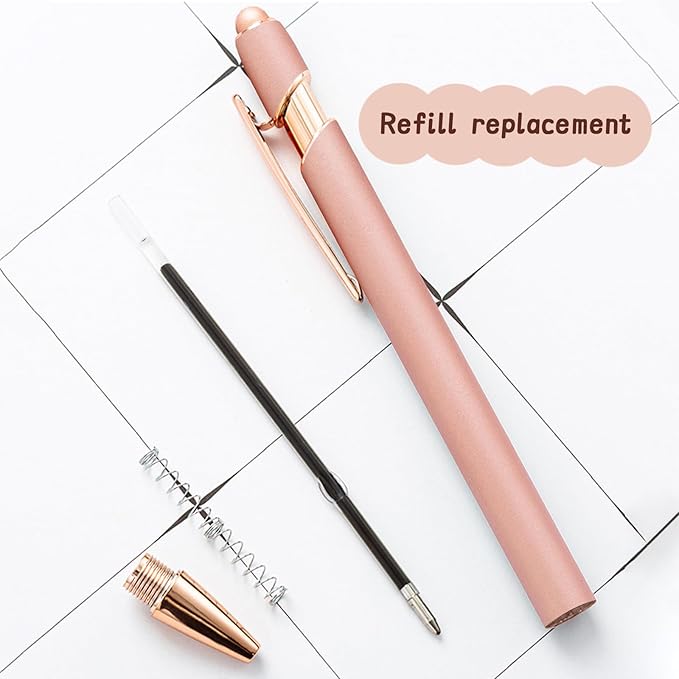 Stylus Pens for Touch Screens, 12 Pack Rose Gold Pens, 1.0mm Medium Point BallPoint Pens, Cute Pens Nurse Gifts Office Supplies for Women (No Words, 12 Pcs Rose Gold)
