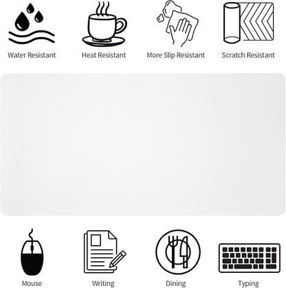 Bloss White Desk Mat, Mouse Pad, Waterproof Leather Desk Pad, Desk Matt for Desktop, Non-Slip Ccomputer Desk Protecor Mat for Office/Home (27.6 x 13.8 Inches)